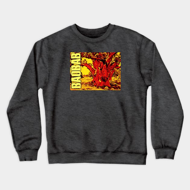 "Gouye Sipi" the Ancient Mystical Sacred Baobab Tree - Red Crewneck Sweatshirt by Tony Cisse Art Originals